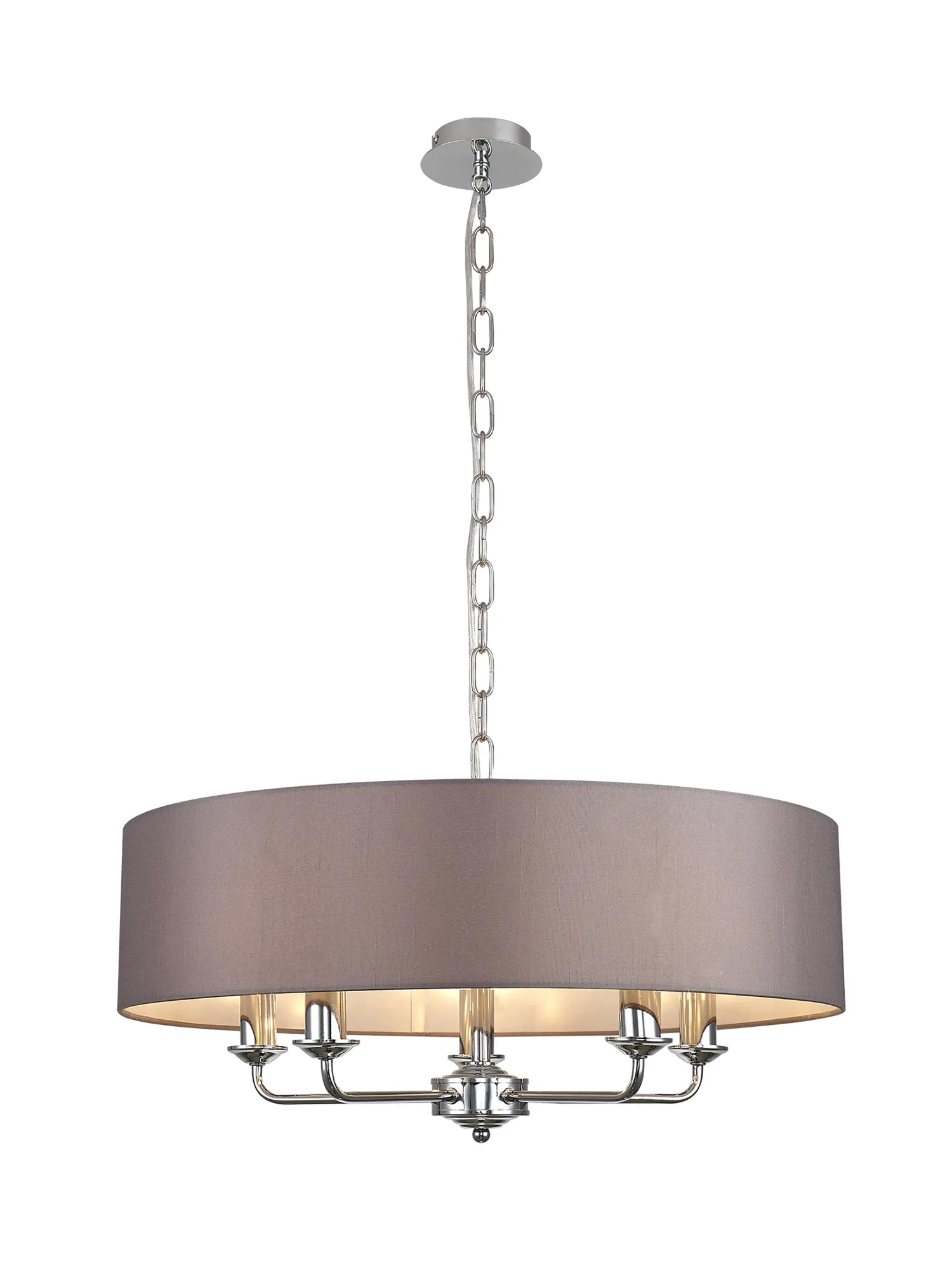 DK0005  Banyan 60cm 5 Light Pendant Polished Chrome; Grey